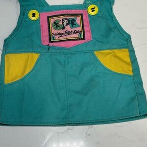 Vintage Cabbage Patch Kids Doll Dress 1980s Overall Turquoise Logo CPK